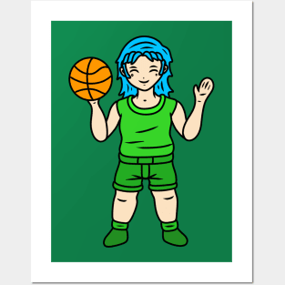 Cute basketball player girl Posters and Art